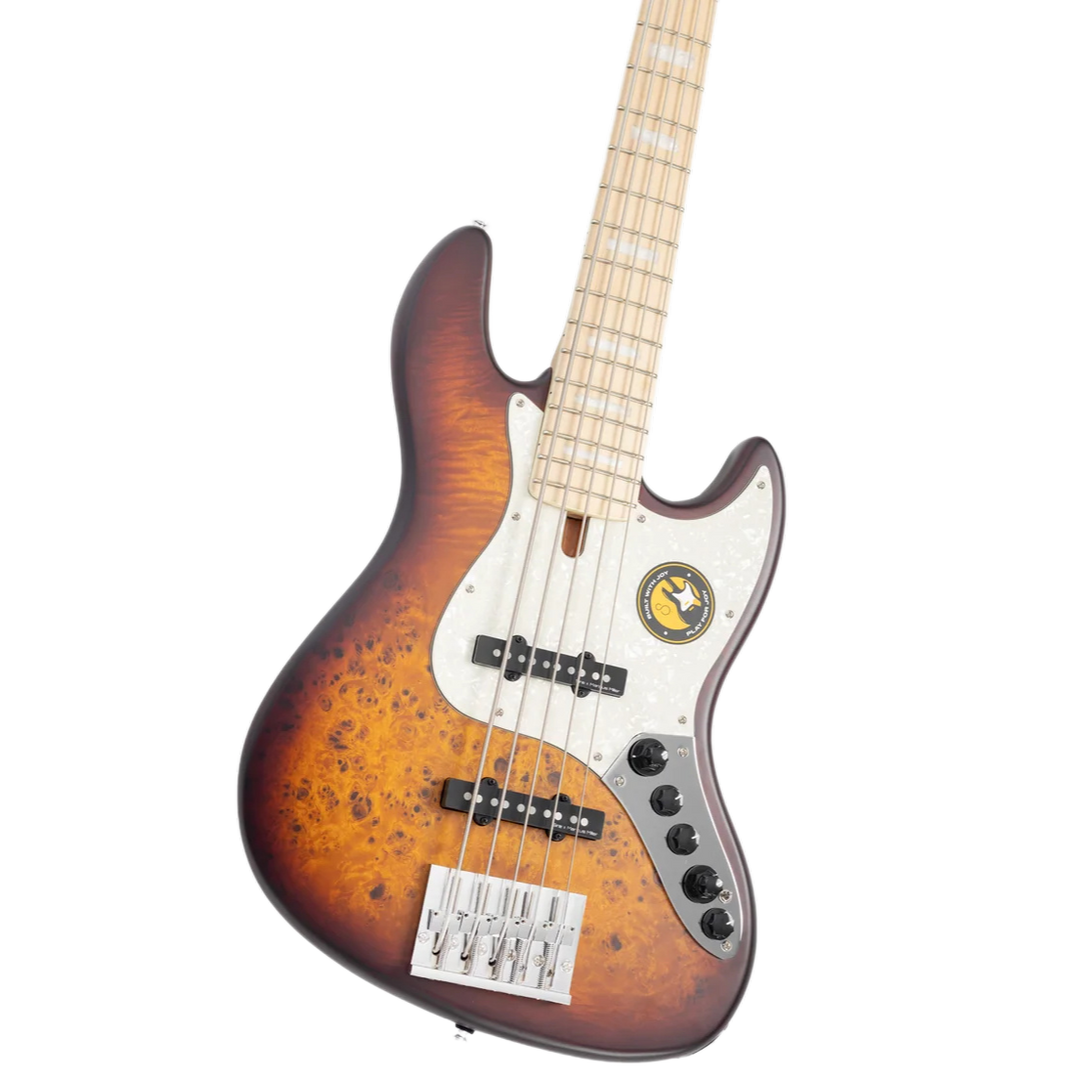 Sire V7 Ash-5 Reissue Tobacco Sunburst Poplar Burl Satin (2nd Gen) - Bajo Eléctrico | Esta variante fue descontinuada debido a un desequilibrio global en el suministro de madera de fresno Swamp Ash en 2021. Anteriormente, era un modelo emblemático y recib