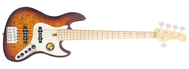 Sire V7 Ash-5 Reissue Tobacco Sunburst Poplar Burl Satin (2nd Gen) - Bajo Eléctrico | Esta variante fue descontinuada debido a un desequilibrio global en el suministro de madera de fresno Swamp Ash en 2021. Anteriormente, era un modelo emblemático y recib