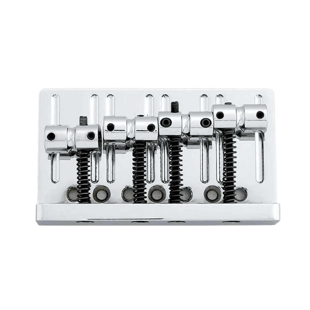 String-Thru Body Bridge 4 Strings (Chrome) | ass bridge, Chrome, strings through the body only, 2-1/4" string spacing. | Gearhub