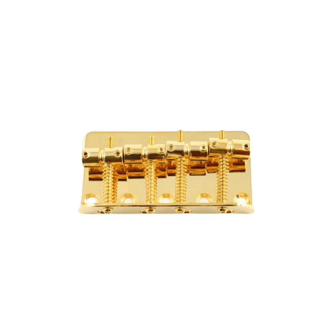 Bridge for Precision and Jazz Bass 4 Strings (Gold) | Bass bridge, with screws, for Fender ®, 2-1/4" string spacing. | Gearhub
