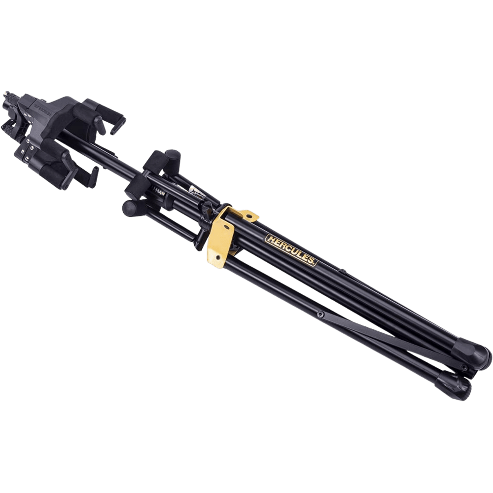 Hercules GS432B - Atril Triple Guitarra o Bajo | Atril triple para guitarra o bajo de Hercules fabricado en aluminio reforzado con terminaciones de espuma plástica de alta densidad para no dañar el acabado del instrumento. Cuenta con un sistema auto-grip