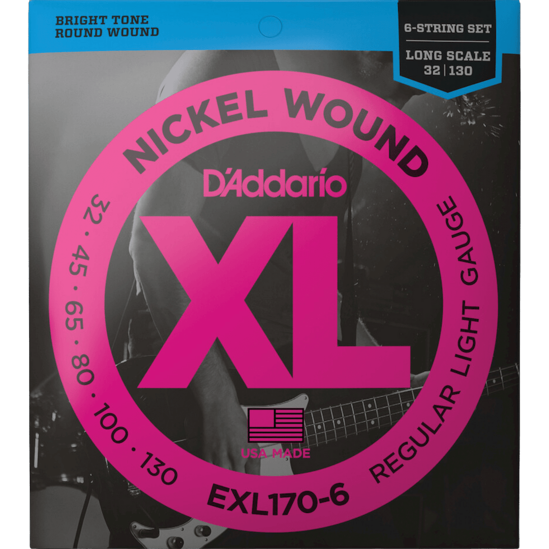 D'Addario Nickel Wound 6 (32-130) - Cuerdas de Bajo Eléctrico | Descripción: El juego más versátil y popular en todo el mundo para todos los estilos de ejecución. Aptas para bajos de escala larga con una longitud de escala de la cuerda de hasta 36 1/4 pul