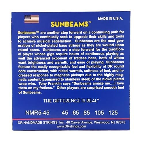 DR SUNBEAMS ™ Nickel Plated Steel (45-125) - Cuerdas de Bajo Eléctrico