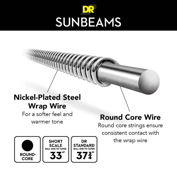 DR SUNBEAMS ™ Nickel Plated Steel (45-125) - Cuerdas de Bajo Eléctrico
