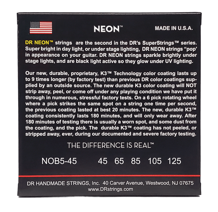 DR Strings HI-DEF NEON ORANGE (NOB5-45)- Cuerdas de Bajo Eléctrico