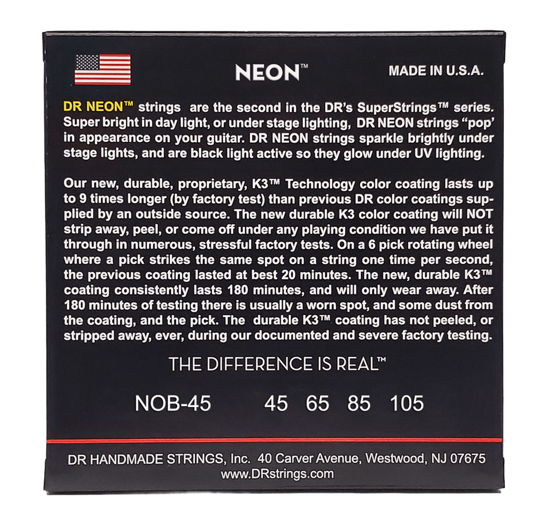 DR Strings HI-DEF NEON ORANGE (NOB-45)- Cuerdas de Bajo Eléctrico