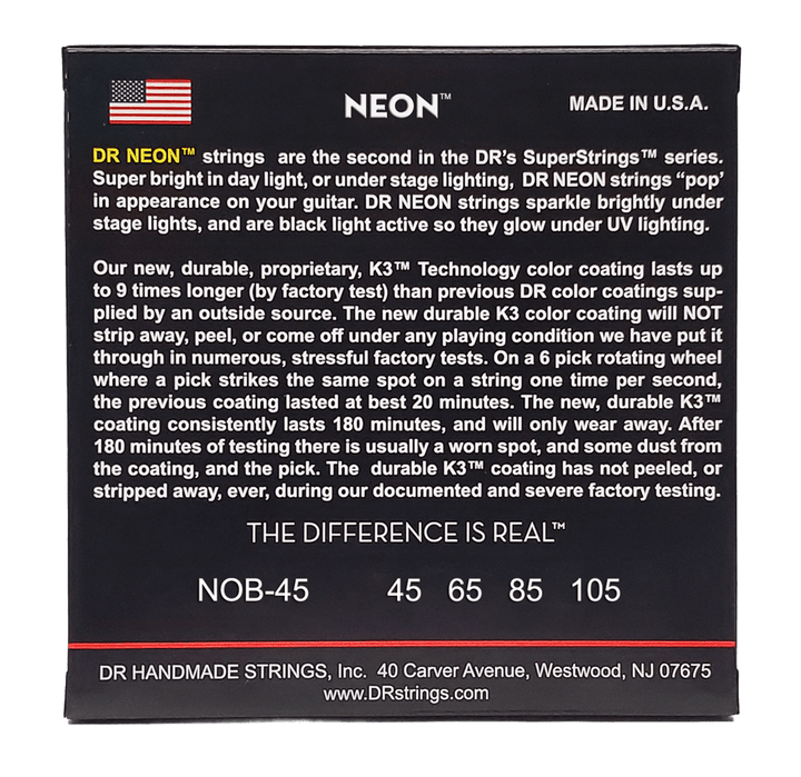 DR Strings HI-DEF NEON ORANGE (NOB-45)- Cuerdas de Bajo Eléctrico