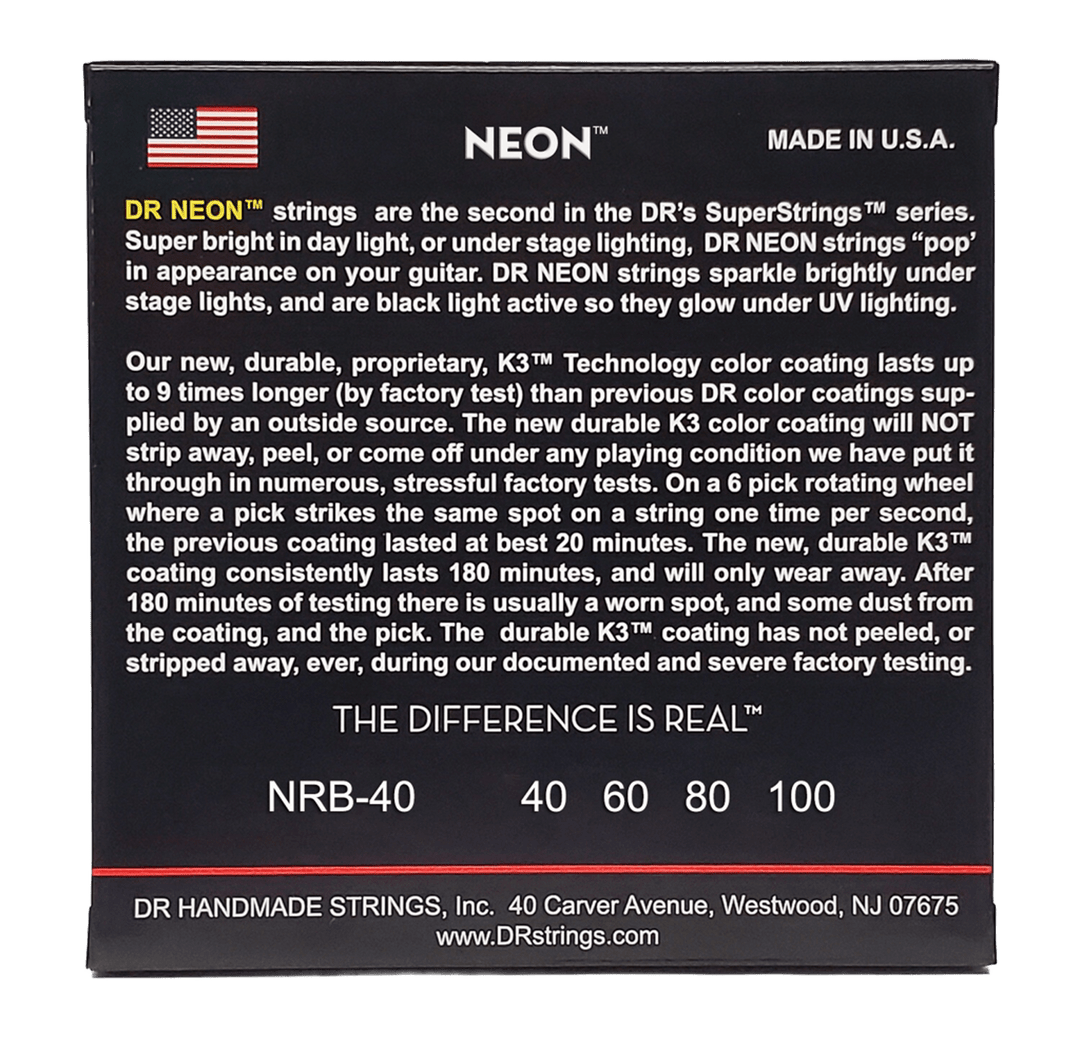 DR Strings HI-DEF NEON RED (NRB-45)- Cuerdas de Bajo Eléctrico