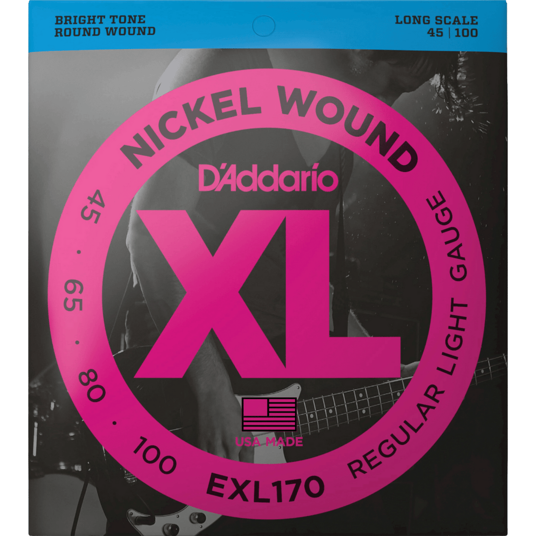 D'Addario Nickel Wound 4 (45-100) - Cuerdas de Bajo Eléctrico | Descripción: El juego más versátil y popular en todo el mundo para todos los estilos de ejecución. Aptas para bajos de escala larga con una longitud de escala de la cuerda de hasta 36 1/4 pul