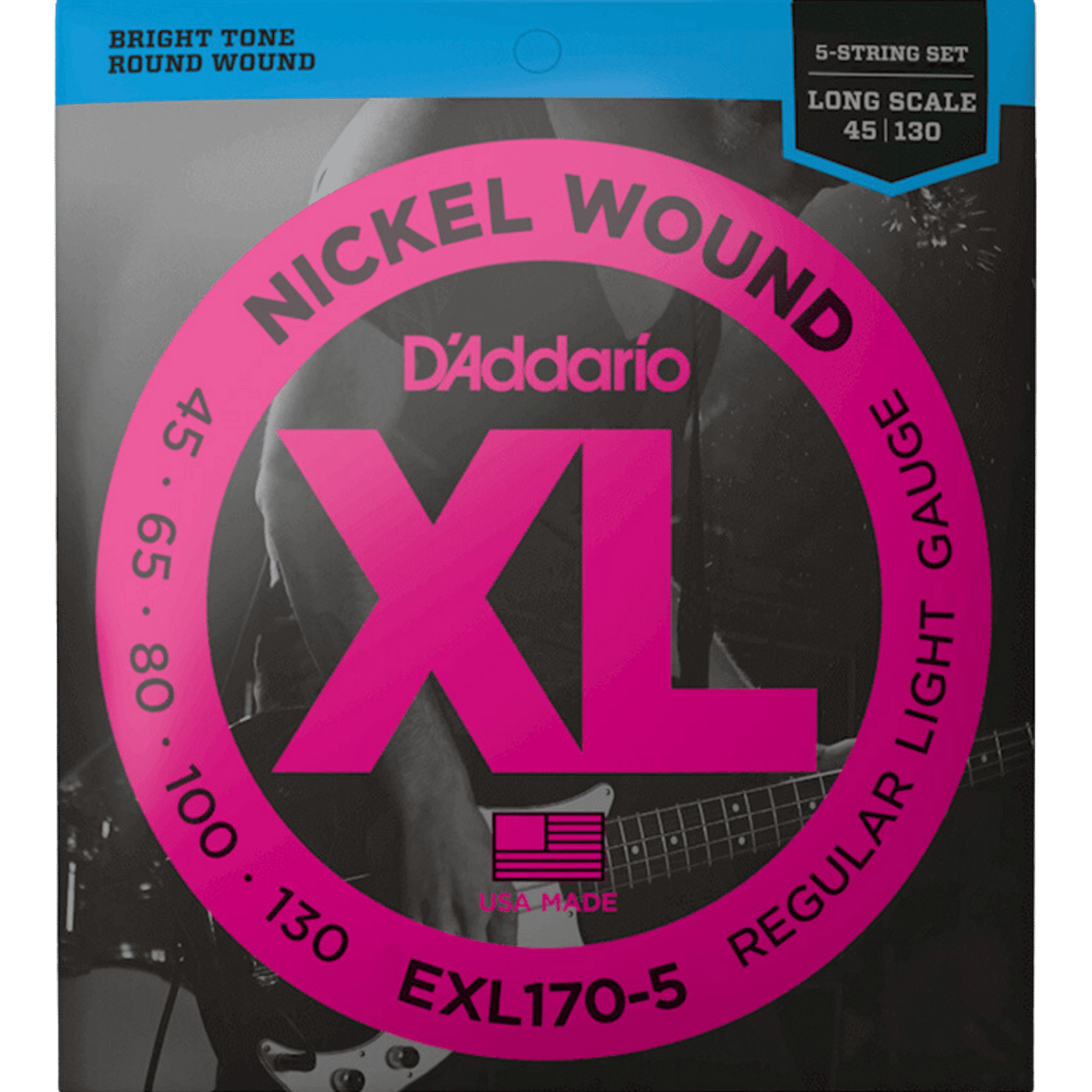 D'Addario Nickel Wound 5 (45-130) Cuerdas de Bajo Eléctrico
