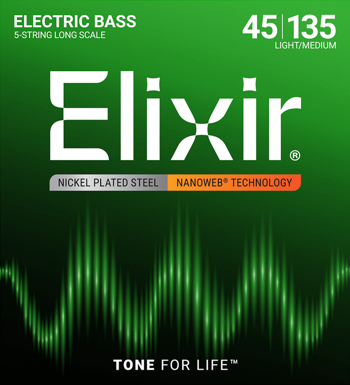 Elixir Nanoweb Nickel Plated Steel 5 (45-135) - Cuerdas de Bajo Eléctrico