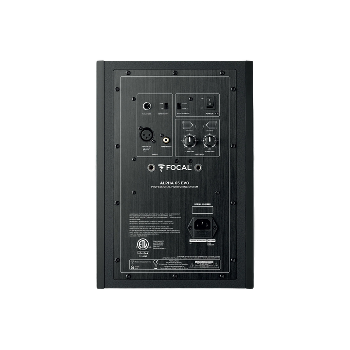 Focal Alpha 65 Evo - Monitor Estudio Activo 6.5" | Monitor de estudio activo biamplificado de dos vías, diseñado para aplicaciones de mezcla, grabación y producción profesional. Sistema Acústico Configuración: Monitor activo de 2 vías. Woofer: 6,5″ (16,5