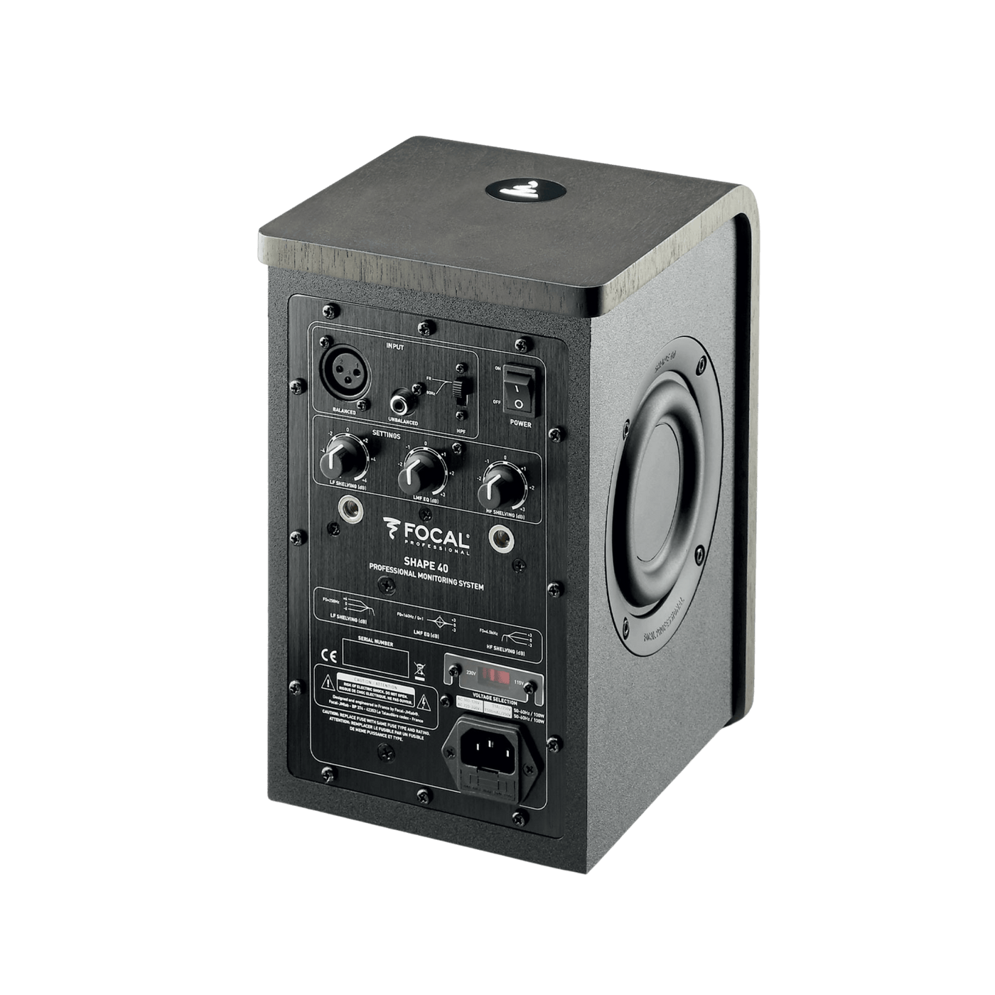 Focal Shape 40 - Monitor Estudio Activo 4" | Monitor de estudio activo de 2 vías, ideal para espacios pequeños y monitoreo de campo cercano. Cuenta con un woofer de 4″ con cono de lino y un tweeter de aluminio-magnesio de 1″ en cúpula invertida. Ofrece un