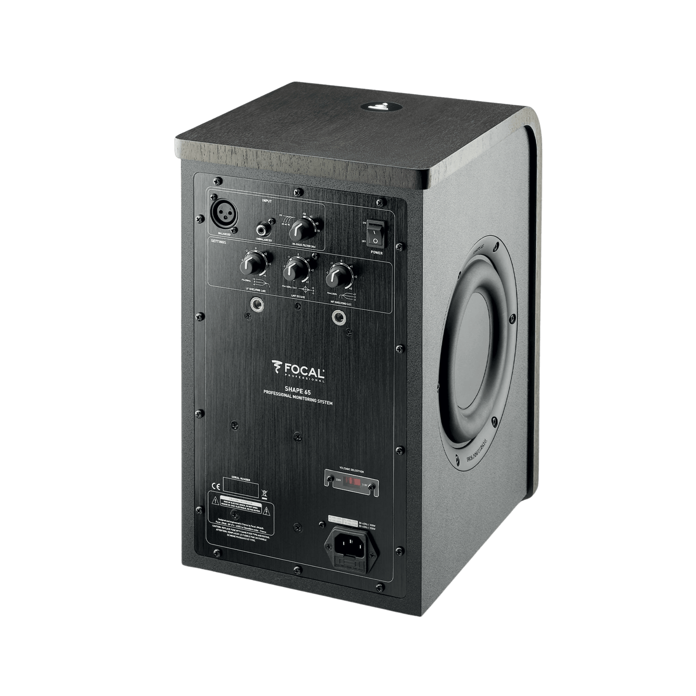 Focal Shape 65 - Monitor Estudio Activo 6.5" | Monitor de estudio activo de 2 vías diseñado para campo cercano. Incorpora un woofer de 6.5" con cono de lino, tweeter de cúpula invertida y dos radiadores pasivos laterales. Ofrece una respuesta en frecuenci