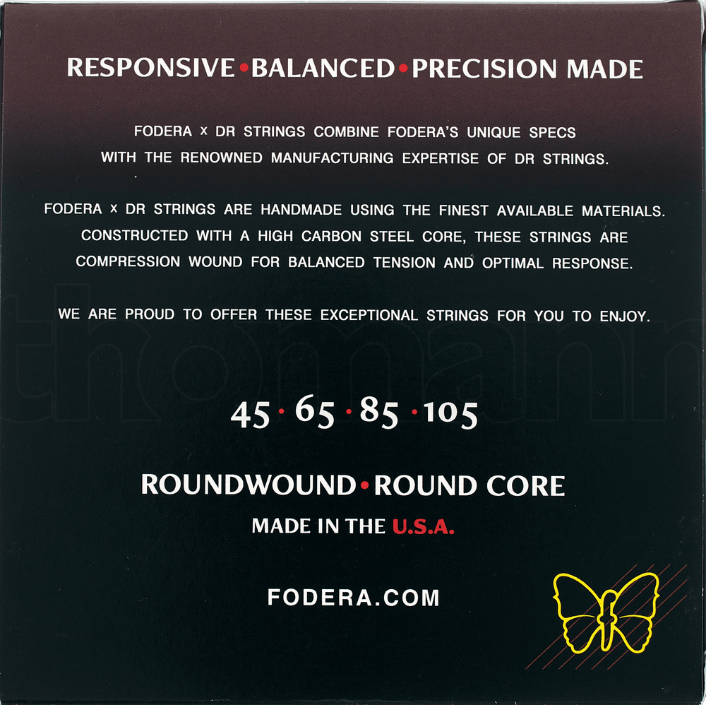 Fodera x DR 4 Strings Set Nickel Light (40-100) - Cuerdas de Bajo Eléctrico | Descripción Fodera x DR Strings combina las especificaciones únicas de Fodera con la reconocida experiencia en fabricación de DR Strings. Estas cuerdas, hechas a mano con los me