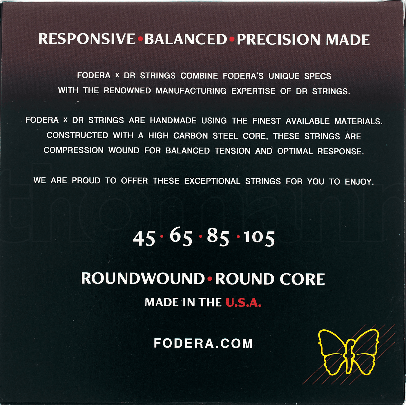 Fodera x DR 4 Strings Set Nickel Light (40-100) - Cuerdas de Bajo Eléctrico | Descripción Fodera x DR Strings combina las especificaciones únicas de Fodera con la reconocida experiencia en fabricación de DR Strings. Estas cuerdas, hechas a mano con los me