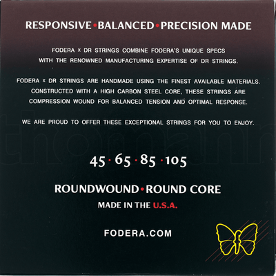 Fodera x DR 4 Strings Set Stainless Steel Medium (45-105) - Cuerdas de Bajo Eléctrico | Descripción Fodera x DR Strings combina las especificaciones únicas de Fodera con la reconocida experiencia en fabricación de DR Strings. Estas cuerdas, hechas a mano