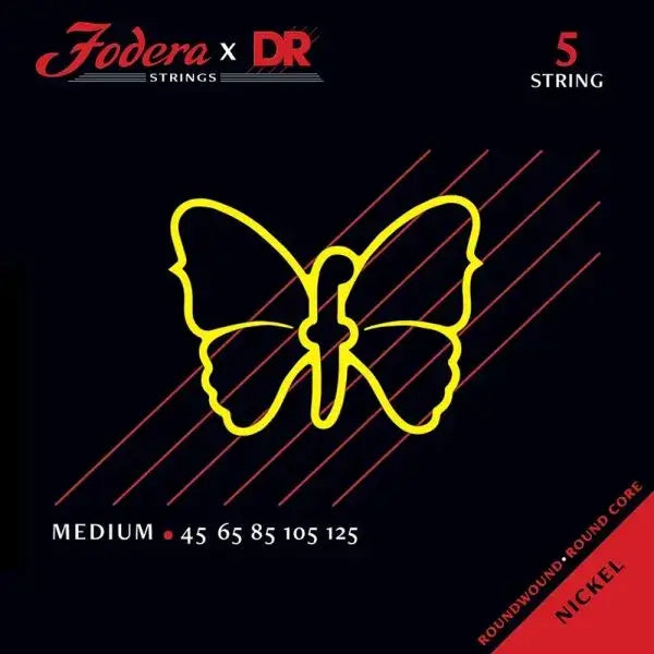 Fodera x DR 5 Strings Set Nickel Medium (45-125) - Cuerdas de Bajo Eléctrico | Descripción Fodera x DR Strings combina las especificaciones únicas de Fodera con la reconocida experiencia en fabricación de DR Strings. Estas cuerdas, hechas a mano con los m