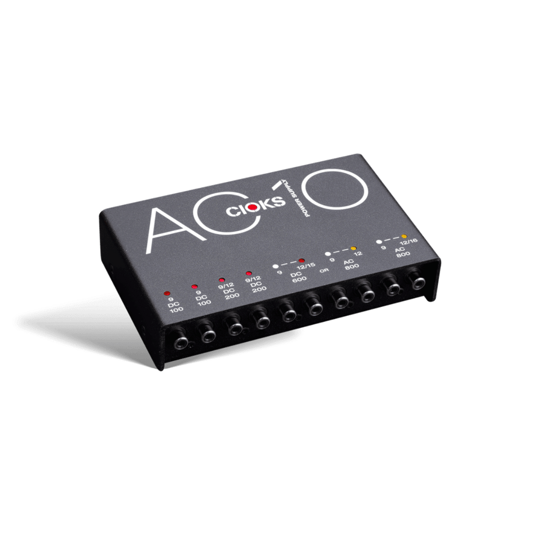 CIOKS AC10 - Fuente Poder AC10 | AC10 es parte de nuestra línea de fuentes de alimentación dedicadas de múltiples salidas para pedales de efectos. AC10 cuenta con dos secciones de corriente alterna (AC) potentes, cada una con 800 mA, y ofrece voltajes de