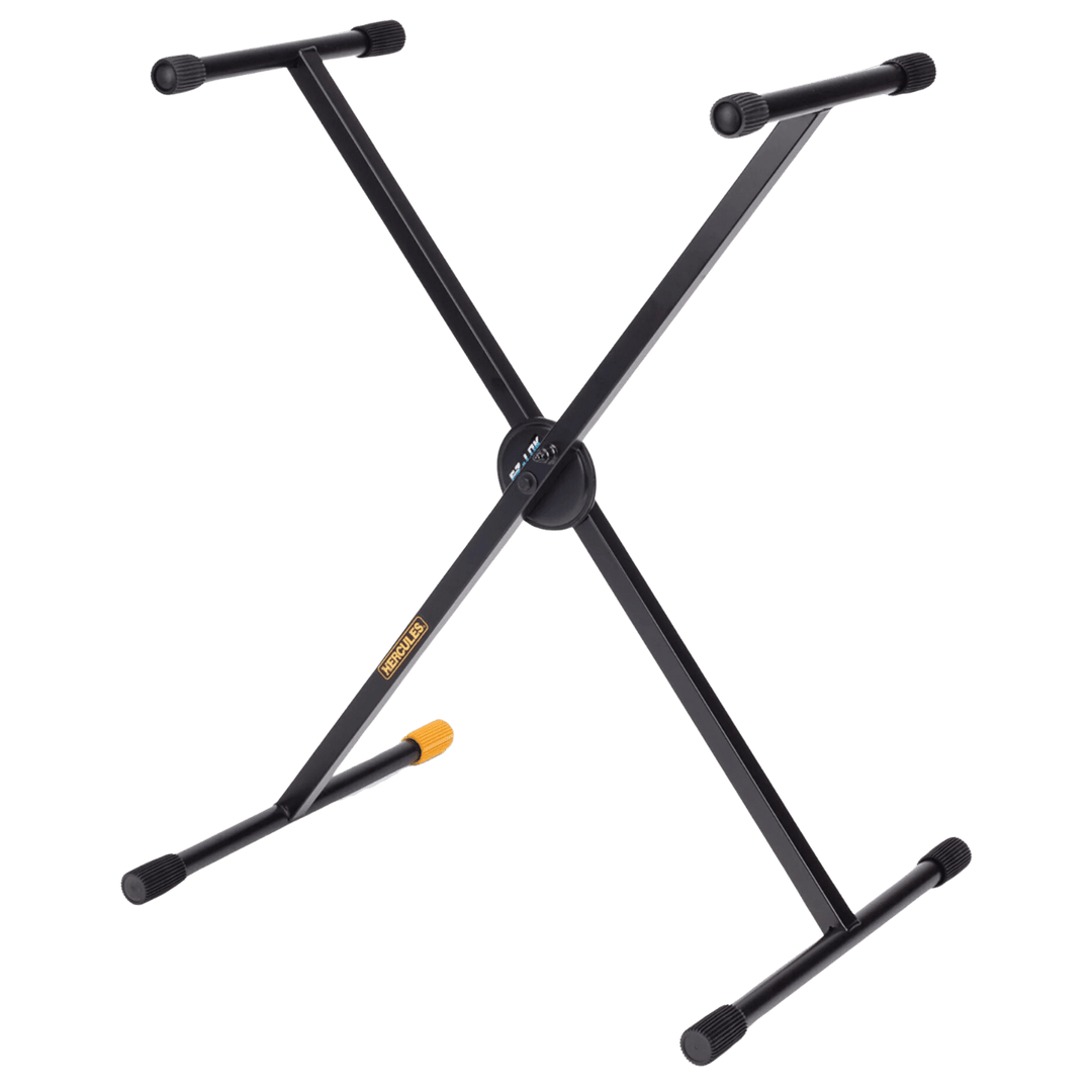 Hercules KS110B BK - Atril Teclado | Atril para teclado Hercules de calidad profesional. Diseño tipo X con sistema que bloquea automáticamente el soporte en una de las 5 posiciones de altura. Su construcción ofrece gran seguridad y estabilidad. Rango de a