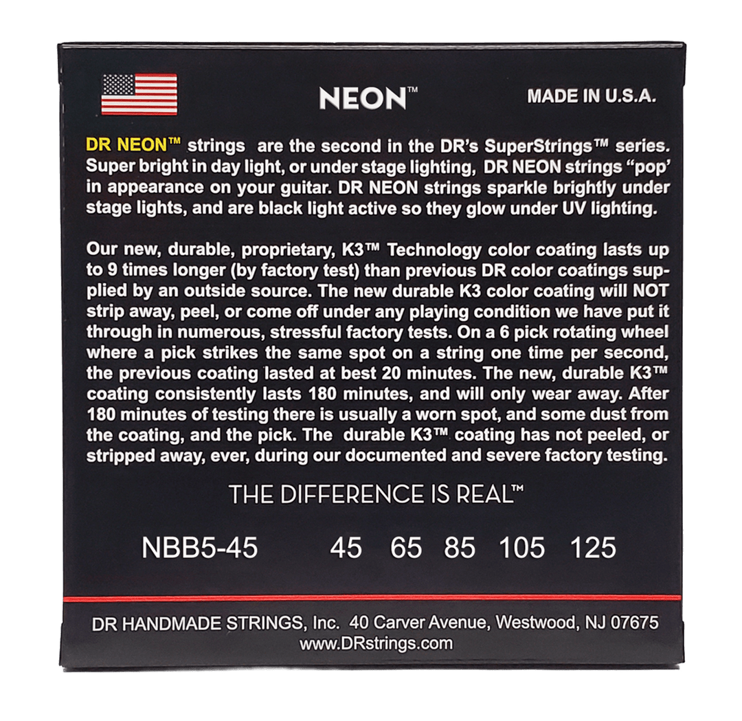 DR Strings HI-DEF NEON BLUE (NBB5-45)- Cuerdas de Bajo Eléctrico