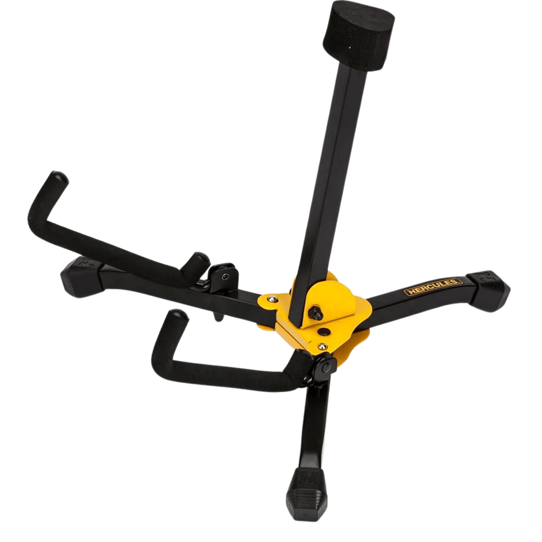 Mini Atril Guitarra Acústica Hercules GS401BB con bolsa de transporte | Este atril diseñado para guitarras acústicas es muy cómodo y compacto, viene con un bolso de transporte, con el material especial de plástico protege todos los puntos de contacto para