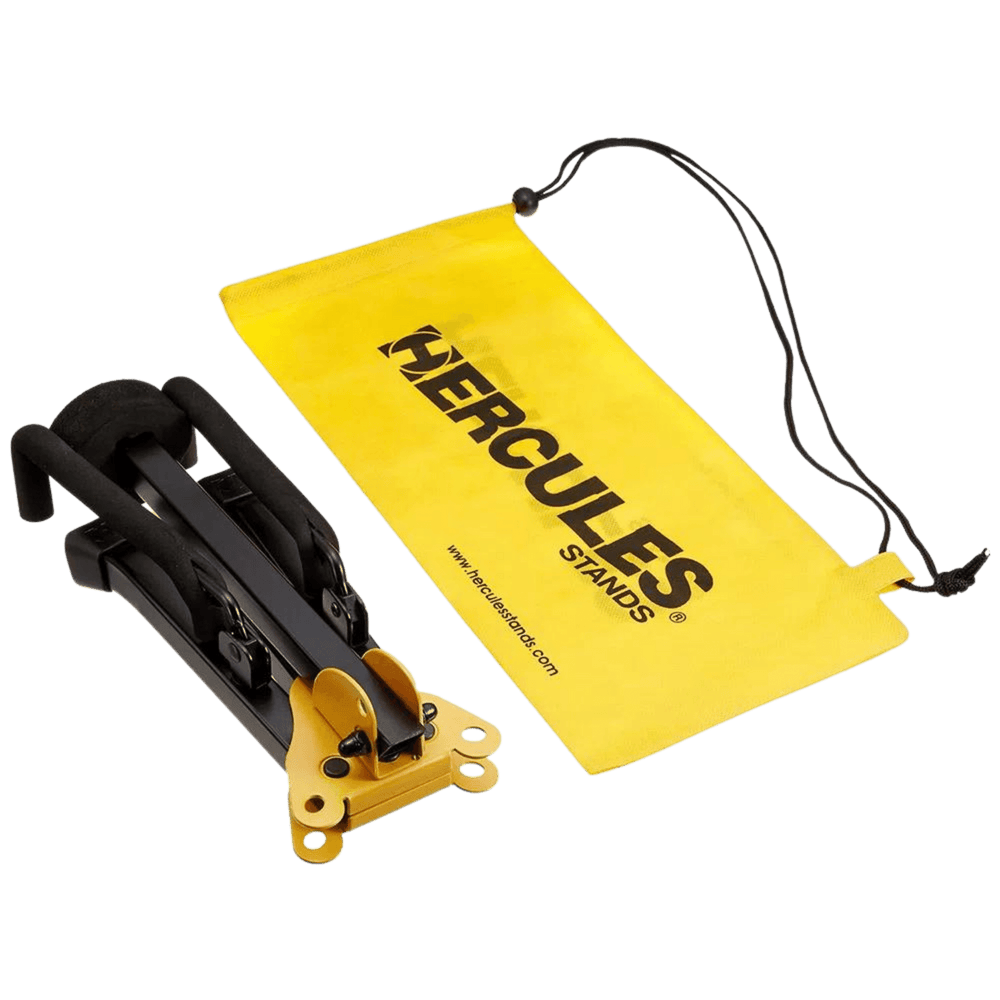 Mini Atril Guitarra Acústica Hercules GS401BB con bolsa de transporte | Este atril diseñado para guitarras acústicas es muy cómodo y compacto, viene con un bolso de transporte, con el material especial de plástico protege todos los puntos de contacto para