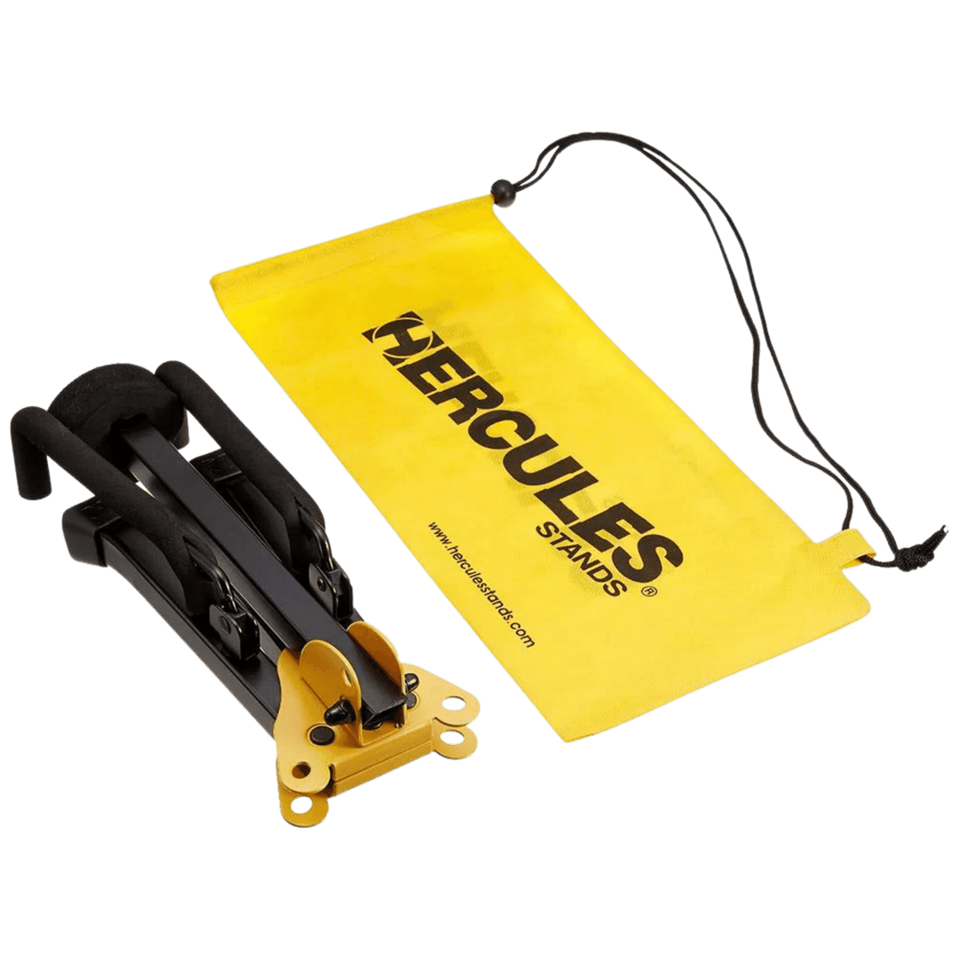 Mini Atril Guitarra Acústica Hercules GS401BB con bolsa de transporte | Este atril diseñado para guitarras acústicas es muy cómodo y compacto, viene con un bolso de transporte, con el material especial de plástico protege todos los puntos de contacto para