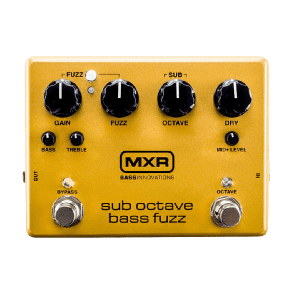 MXR® SUB OCTAVE BASS FUZZ - Pedal de Bajo | El Sub Octave Bass Fuzz combina dos Fuzz diferentes con una señal de suboctava gruñida, con una serie de controles para afinar su sonido, incluido un control de volumen seco separado para garantizar una retenció