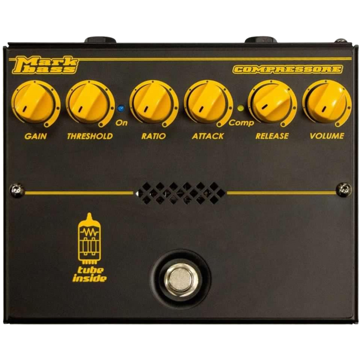 Markbass Compressore - Pedal de Bajo | Después del gran éxito del cabezal Little Mark Vintage, que marcó una nueva era de Markbass, diseñamos el MARK VINTAGE PRE, un nuevo pedal de preamplificador a tubos, REAL TRUE BYPASS, listo para convertirse en una h