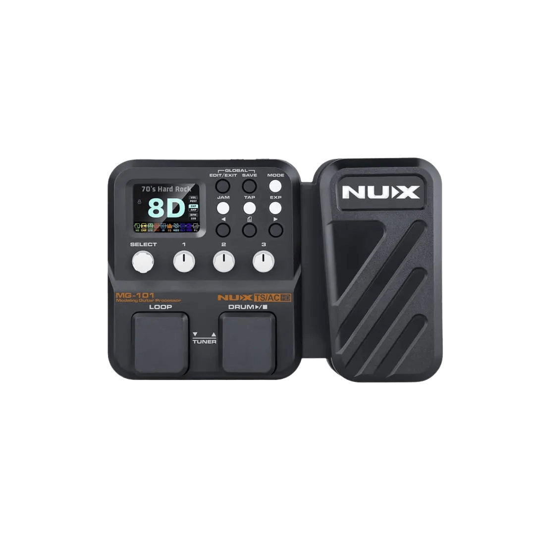 Nux MG101 - Pedalera multiefecto para guitarra | Explora tu creatividad musical con el NUX MG-101, un modelador de amplificadores y procesador de efectos para guitarra que combina tecnología avanzada y facilidad de uso. Equipado con una pantalla LCD color
