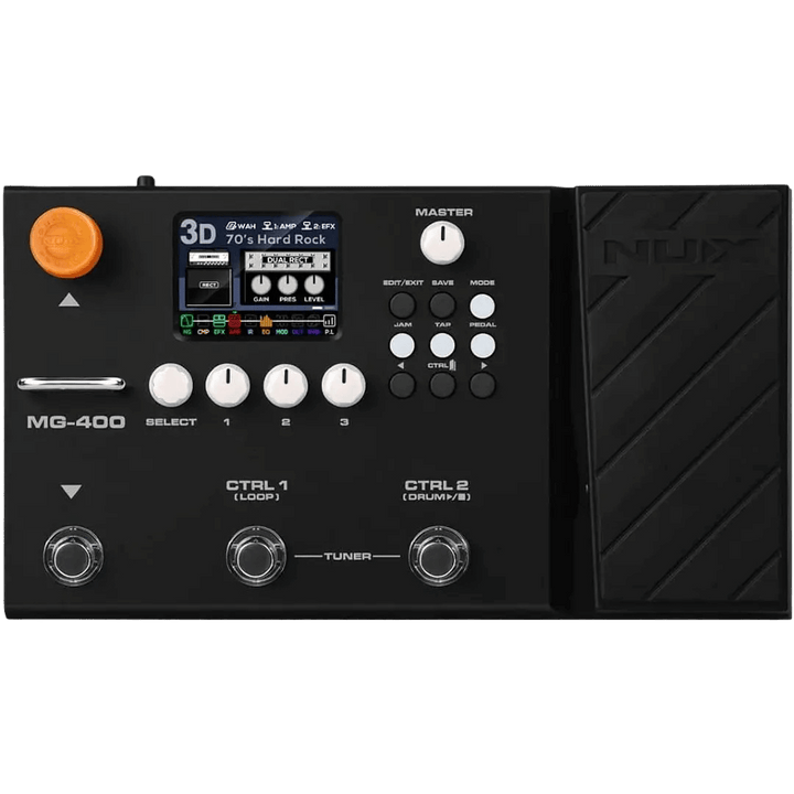 Nux MG400 - Pedalera multiefecto para guitarra | El NUX MG-400 es una pedalera asombrosa al igual que su modelo anterior, el MG-300. El MG-400 tiene 2 potentes chips DSP para el algoritmo de modelado de amplificador de white-box de alta definición (TS/AC-