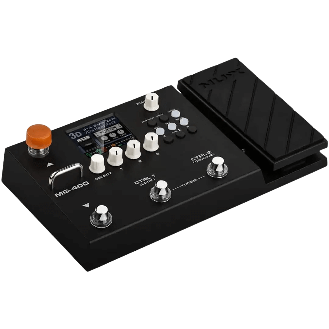 Nux MG400 - Pedalera multiefecto para guitarra | El NUX MG-400 es una pedalera asombrosa al igual que su modelo anterior, el MG-300. El MG-400 tiene 2 potentes chips DSP para el algoritmo de modelado de amplificador de white-box de alta definición (TS/AC-