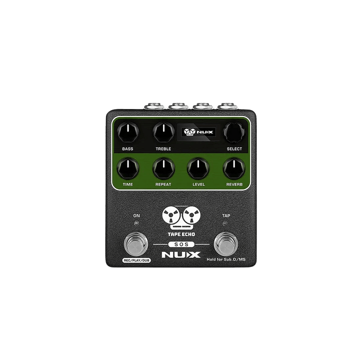 Nux Tape Echo (Delay) - Pedal de guitarra | NUX TAPE ECHO es un tributo al Space Echo de fabricación japonesa de 1974. Los dispositivos de echo de cinta analógicos graban el audio entrante en un bucle de cinta magnética, luego reproducen el bucle continuo