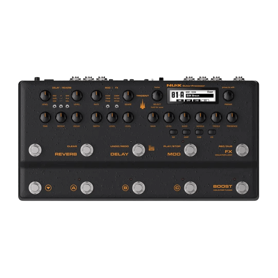 Nux Trident NME-5 - Pedalera multiefecto para guitarra | Perfecto para aplicaciones en vivo, el Nux Trident NME-5 ofrece muchas opciones de E/S (entrada/salida). El bucle de efecto SEND/RETURN para efectos externos, 2 salidas XLR balanceadas para el siste