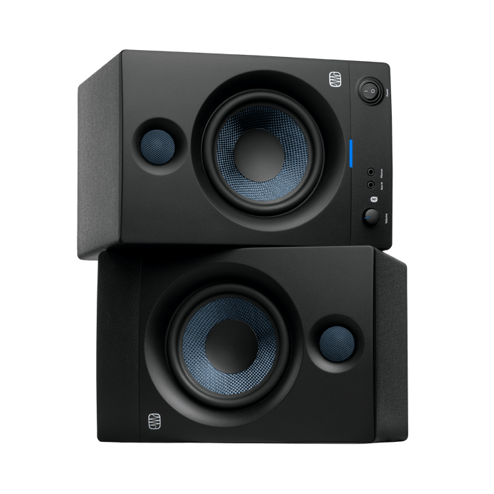 Presonus Eris E5BT - Monitores de Estudio Bluetooth (2da generación) | Par de monitores activos de estudio con woofer de 5,25" y tweeter de 1", diseñados para escucha precisa en campo cercano. Ofrecen 100 W de potencia total y conectividad Bluetooth 5.0 p
