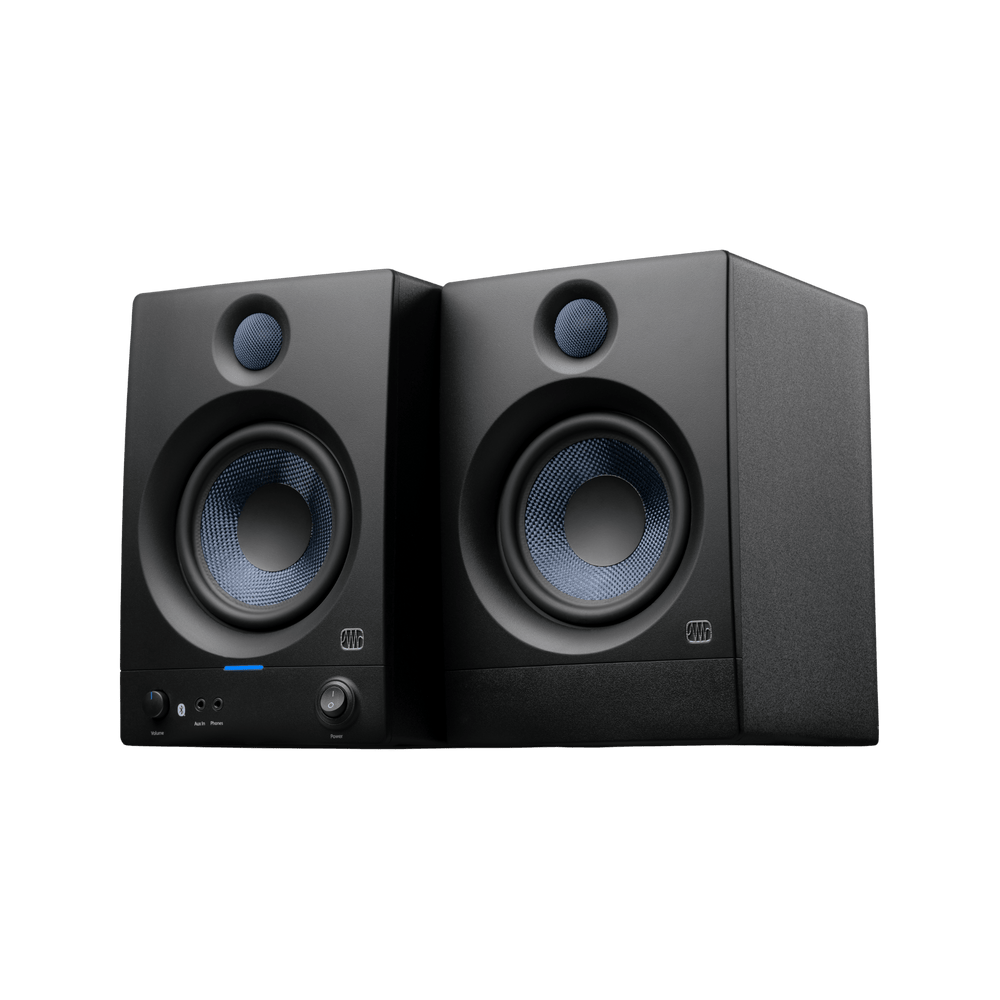 Presonus Eris E5BT - Monitores de Estudio Bluetooth (2da generación) | Par de monitores activos de estudio con woofer de 5,25" y tweeter de 1", diseñados para escucha precisa en campo cercano. Ofrecen 100 W de potencia total y conectividad Bluetooth 5.0 p