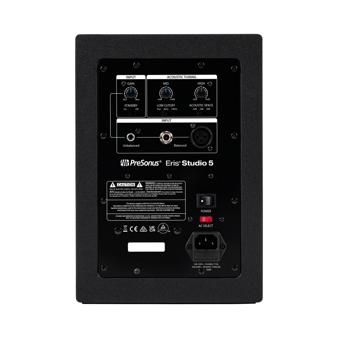 Presonus Eris ST5 - Monitor de Estudio Activo 5.25" | Monitor de estudio de dos vías, 80W, guía de onda EBM (mejora en dispersión del sonido) y controles de ajuste acústico. Serie Eris Studio. Tipo: Monitor de estudio activo bi amplificado de dos vías, cl