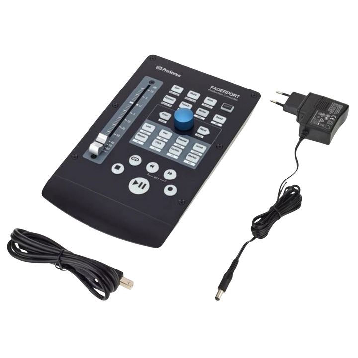 Presonus FaderPort v2 - Controlador de Superficie | Controlador de superficie compacto con un fader motorizado de 100 mm sensible al tacto. Ofrece controles dedicados para transporte, automatización, navegación y edición de plug-ins. Su codificador rotato