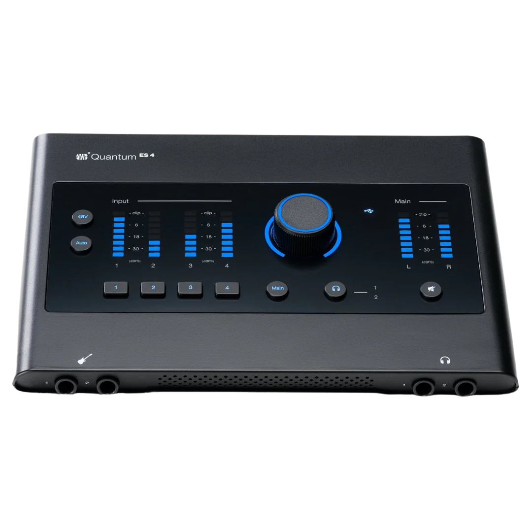 Presonus Quantum ES4 - Interfaz de Audio USB-C | Interfaz de audio en formato de escritorio, de 4 entradas y 4 salidas. Graba hasta en 192 KHz a 24 Bits. Flujo de señal de alto rendimiento: Controladores personalizados de baja latencia y convertidores de