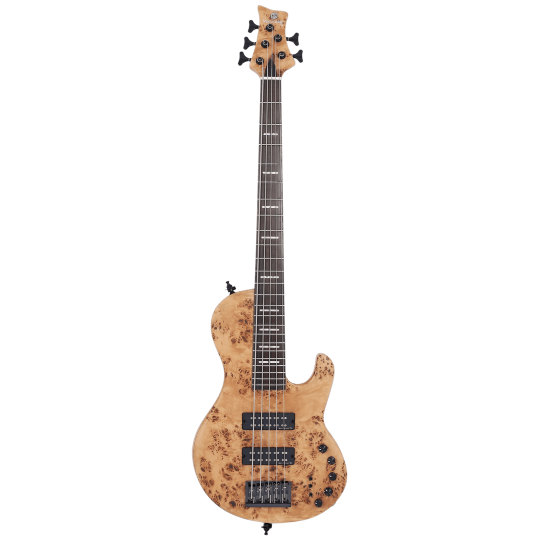 Sire F10-5 Poplar Burl - Bajo Eléctrico | F10 es el nuevo modelo de bajo de gama alta de Sire, elaborado exclusivamente con maderas y piezas de primera calidad que incluyen top de Buckeye Burl. Creado siguiendo las peticiones y consejos de numerosos artis