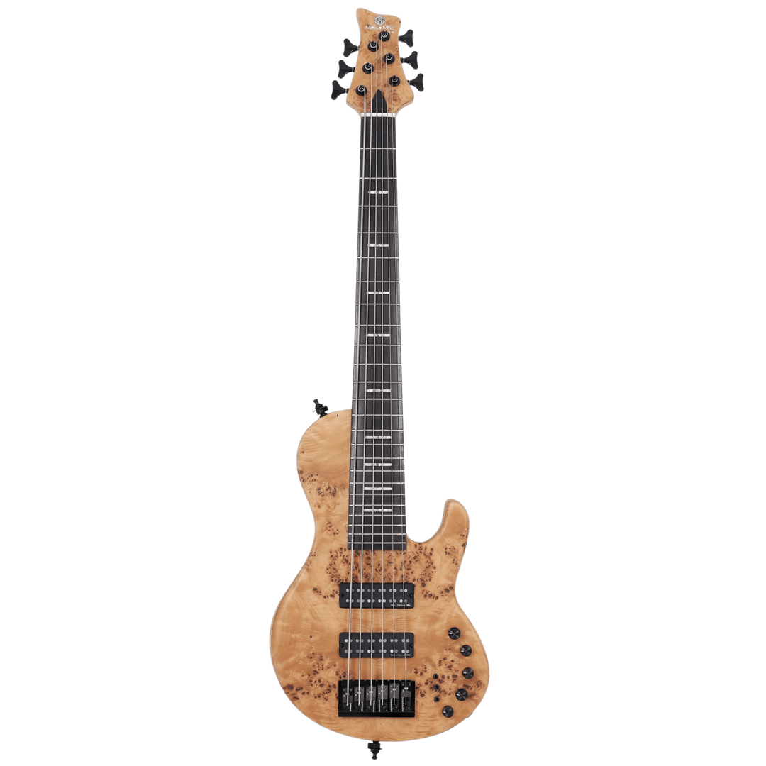 Sire F10-6 Poplar Burl - Bajo Eléctrico | F10 es el nuevo modelo de bajo de gama alta de Sire, elaborado exclusivamente con maderas y piezas de primera calidad que incluyen top de Buckeye Burl. Creado siguiendo las peticiones y consejos de numerosos artis