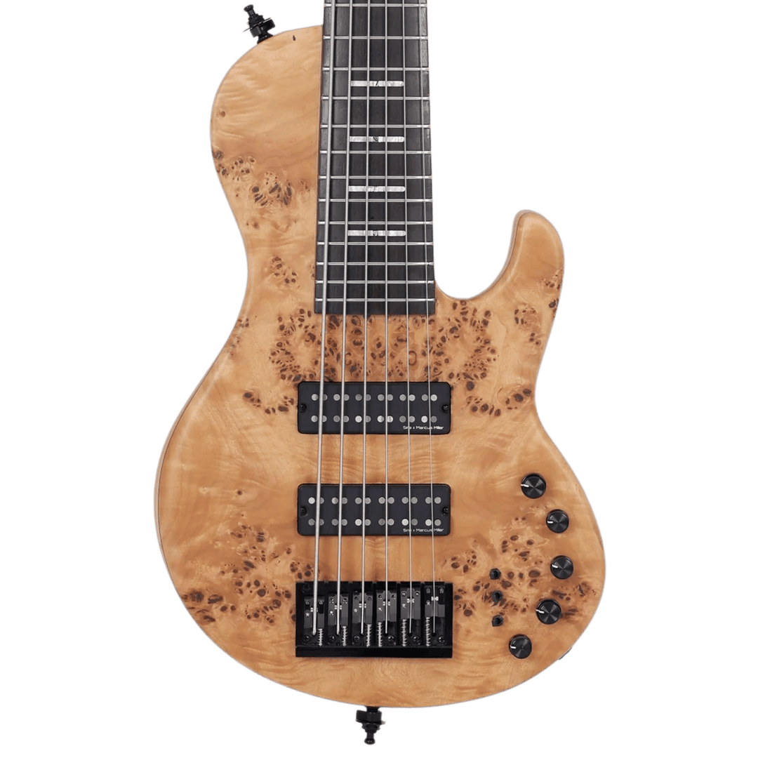 Sire F10-6 Poplar Burl - Bajo Eléctrico | F10 es el nuevo modelo de bajo de gama alta de Sire, elaborado exclusivamente con maderas y piezas de primera calidad que incluyen top de Buckeye Burl. Creado siguiendo las peticiones y consejos de numerosos artis