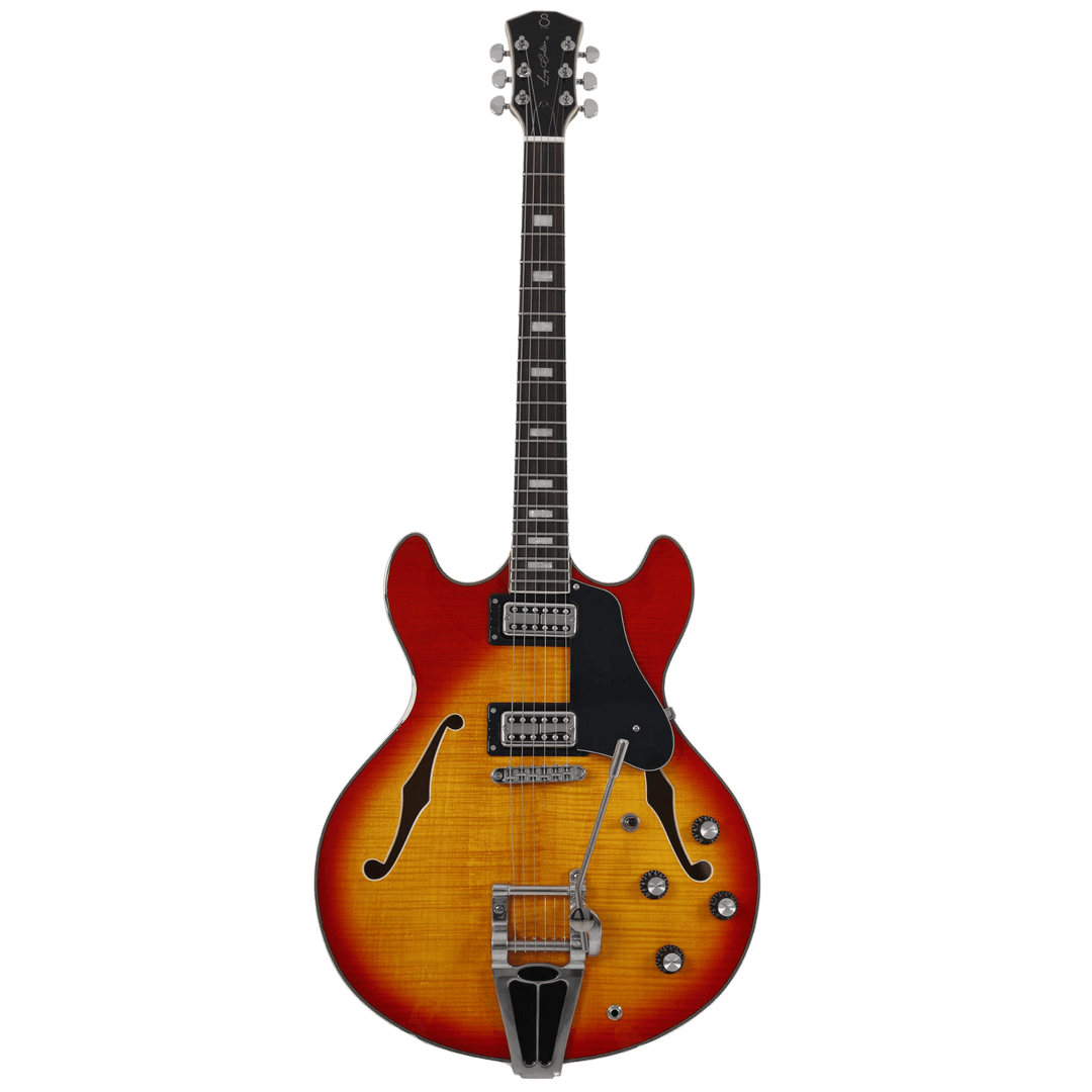 Sire H7 T Cherry Sunburst - Guitarra Eléctrica | La Guitarra Sire H7 fue diseñada según las especificaciones y preferencias exactas de su homónimo. Este modelo incorpora una unidad de trémolo al H7, atendiendo a aquellos que necesitan ese efecto en el pop