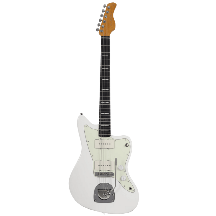 Sire J5 White - Guitarra eléctrica | Una versión de nivel superior de la J3, esta vez equipada con un cuerpo de alder y un diapasón de ébano o Hard Maple. Esta combinación ofrece un aspecto vintage, mostrando un perfil de sonido bien enfocado, sólido y cl