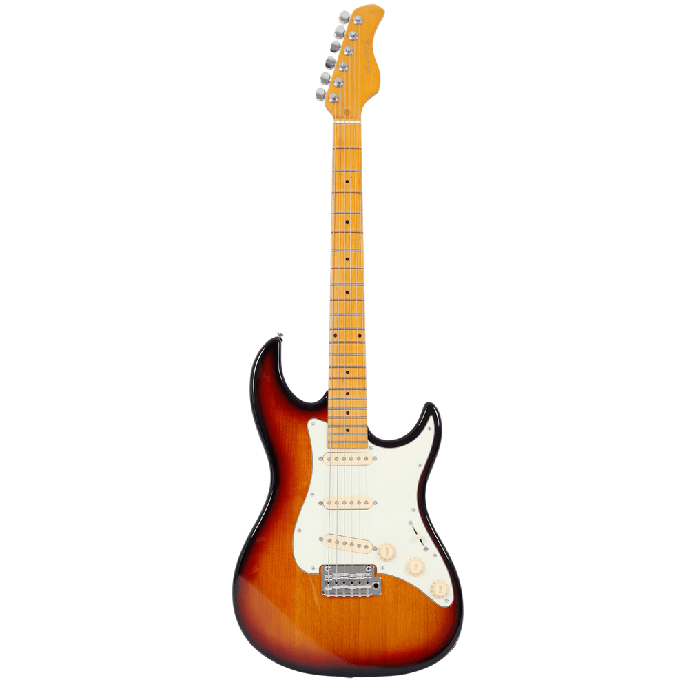 Sire S5 3-Tone Sunburst - Guitarra Eléctrica | S5 es la nueva incorporación a la serie S, construida con un cuerpo de aliso norteamericano y un mástil de arce. El modelo S5 está configurado con una electrónica y hardware tradicionales que garantizan la má