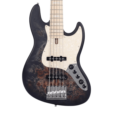 Sire V7 Ash-5 Reissue Transparent Black Poplar Burl Satin (2nd Gen) - Bajo Eléctrico | Esta variante fue descontinuada debido a un desequilibrio global en el suministro de madera de fresno Swamp Ash en 2021. Anteriormente, era un modelo emblemático y reci