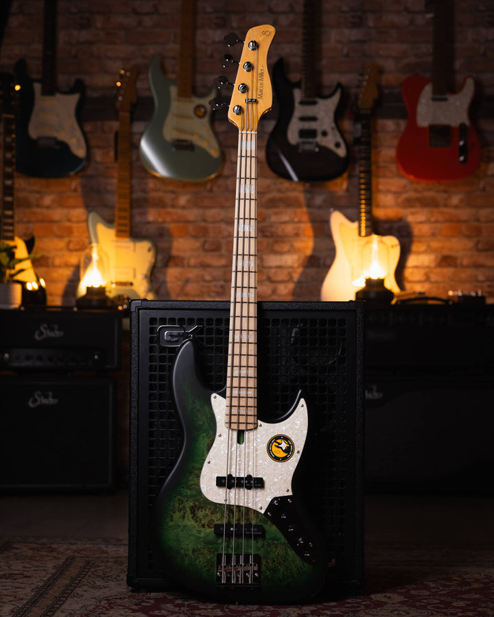 Sire V7 Ash Reissue Transparent Green Poplar Burl Satin (2nd Gen) - Bajo Eléctrico