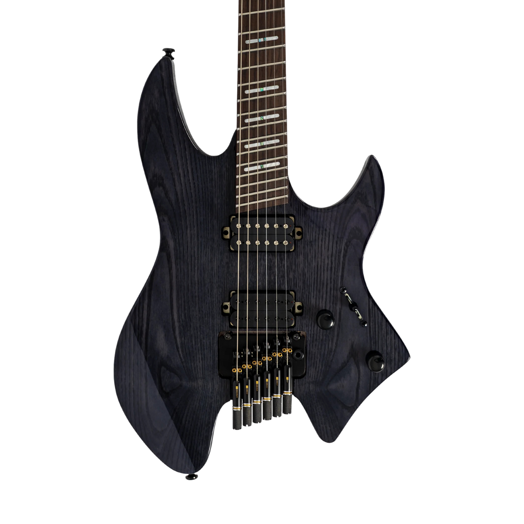 Sire X6 Headless Transparent Black - Guitarra Eléctrica | Cuerpo • Modelo: Sire X-Headless Shape • Madera: Mahogany • Top: Ash Veneer Top• Terminación: Metallic Green Gloss Brazo • Madera: Hard Maple (Reverse Head Shape)• Perfil: C-Shape• Terminación: Glo