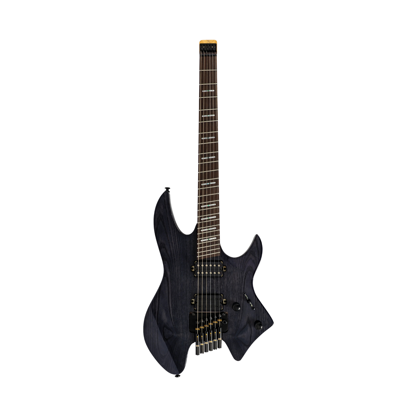 Sire X6 Headless Transparent Black - Guitarra Eléctrica | Cuerpo • Modelo: Sire X-Headless Shape • Madera: Mahogany • Top: Ash Veneer Top• Terminación: Metallic Green Gloss Brazo • Madera: Hard Maple (Reverse Head Shape)• Perfil: C-Shape• Terminación: Glo